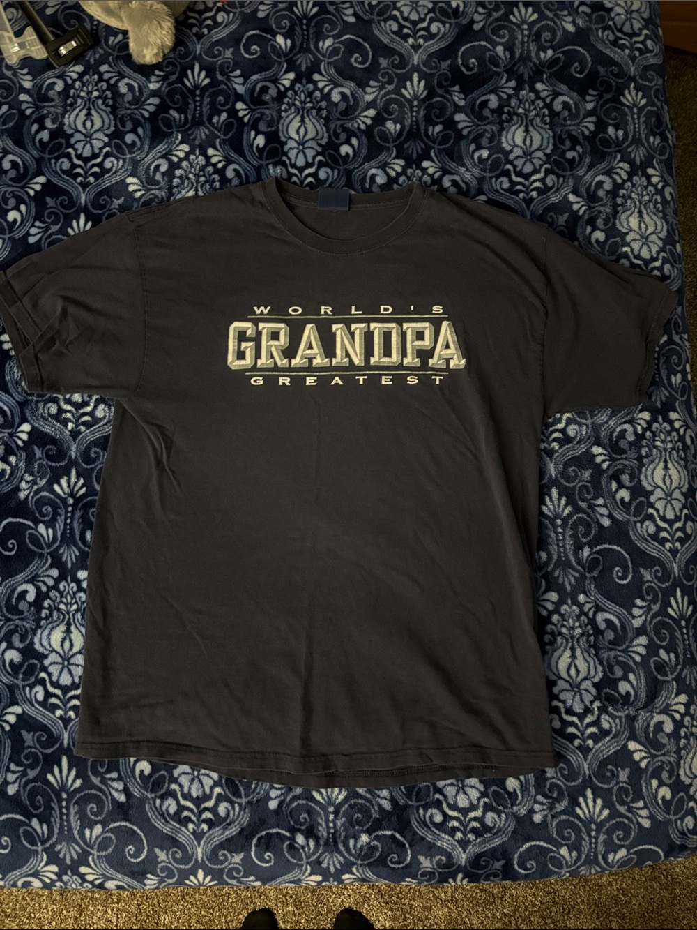 World's Greatest Grandpa Navy Blue Graphic Tee